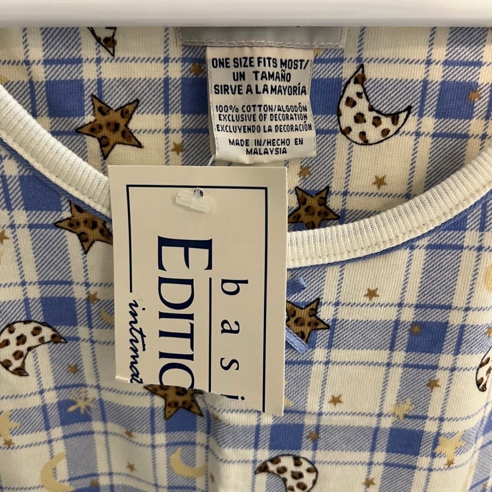 Basic Editions Blue and White Plaid Pajama Set